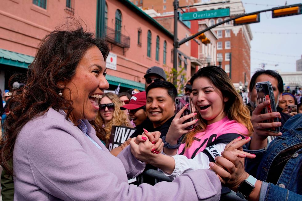 texas congresswoman veronica escobar is pictured greeting constituents