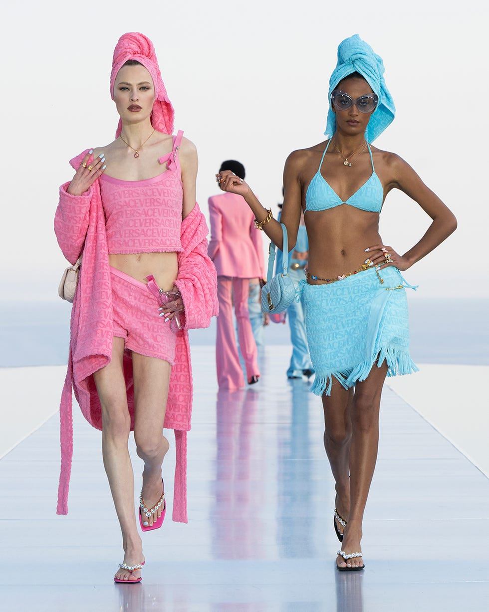models walk the runway for versaces la vacanza collection