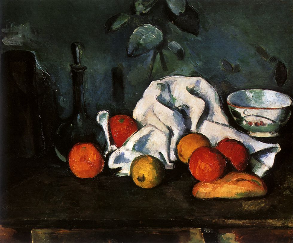vessels, fruit and cloth