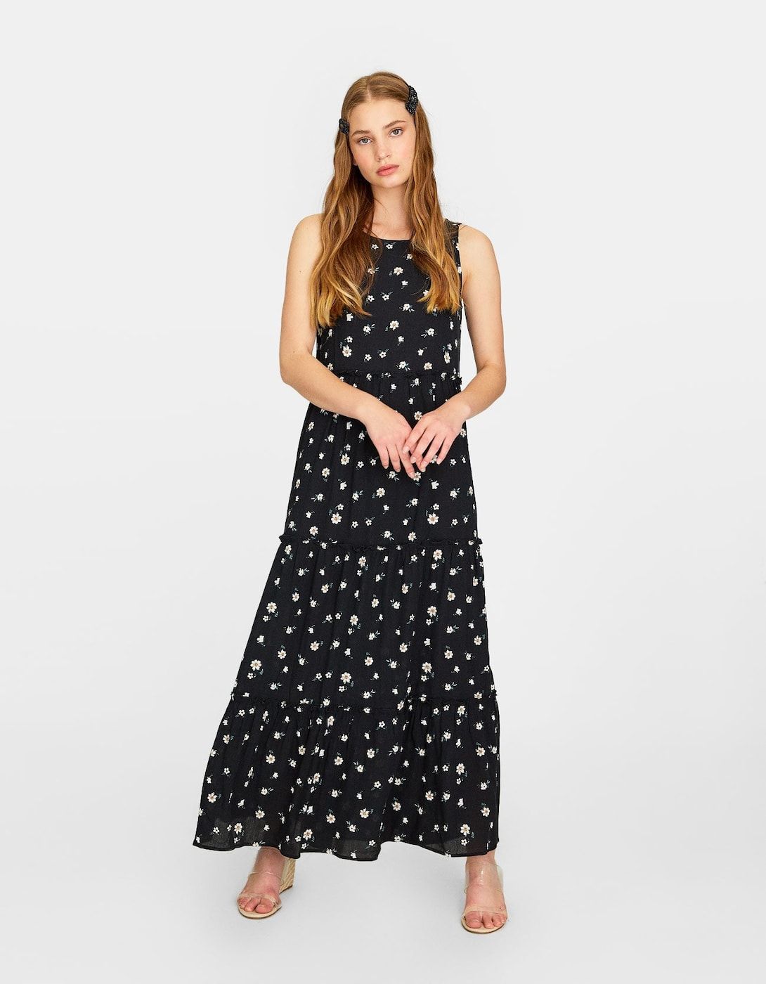 Vestido largo lunares discount stradivarius