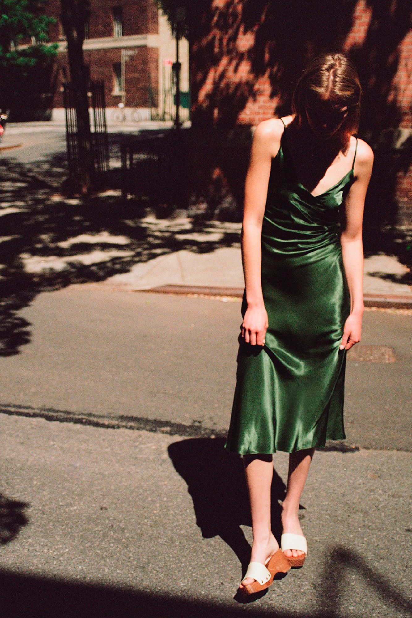 Vestido verde de discount zara