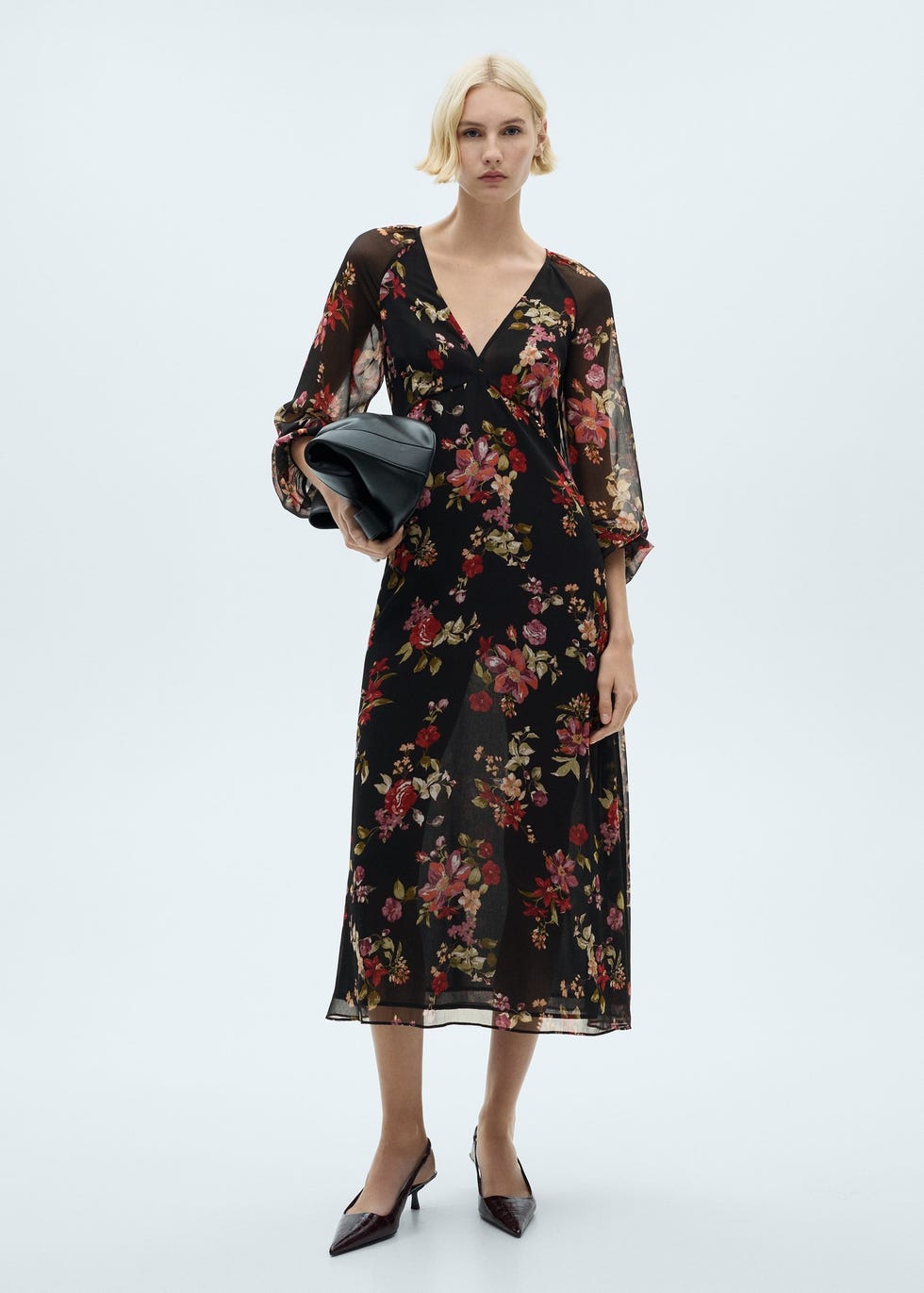 vestido de flores de mango con descuento