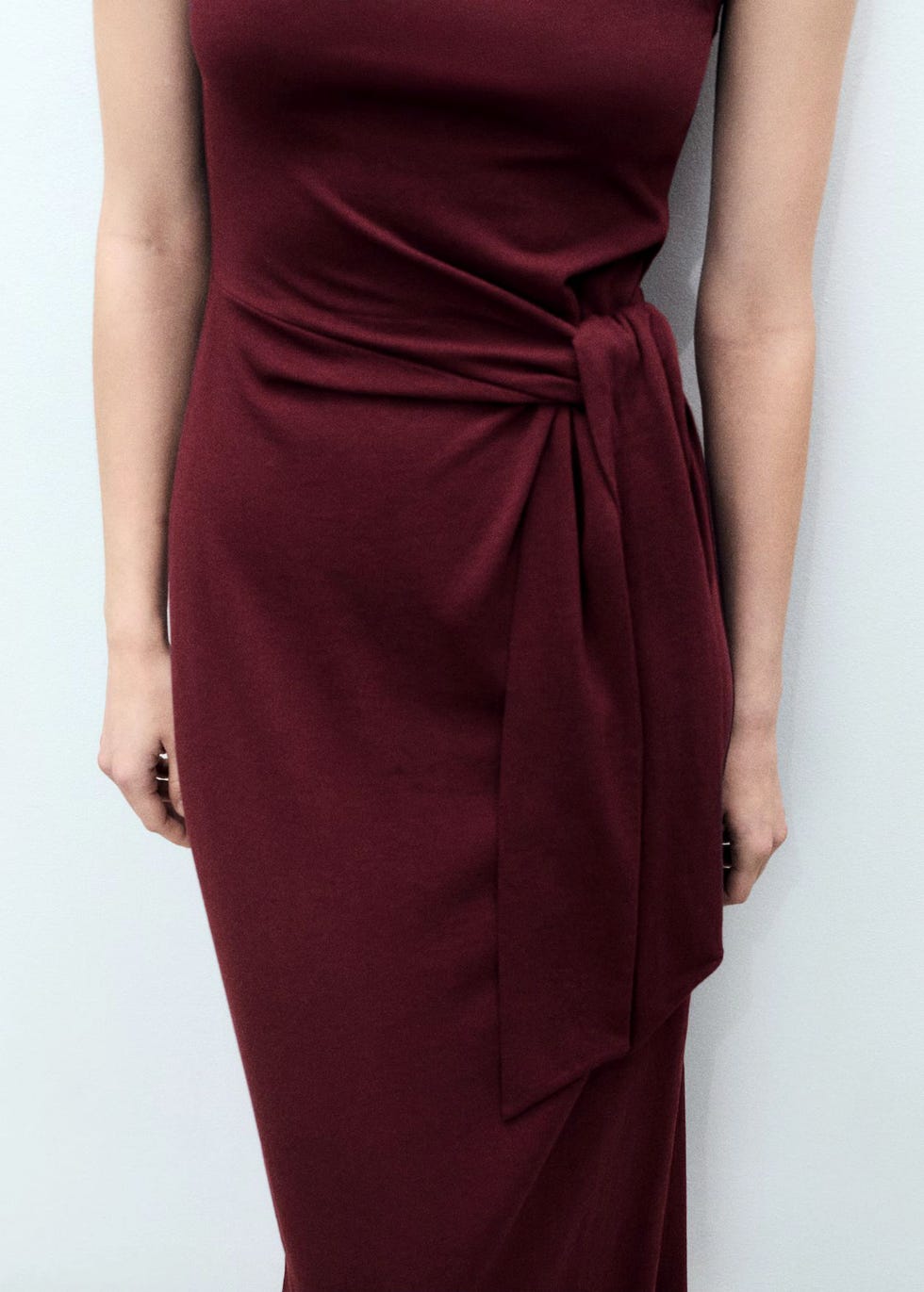 vestido midi algodón nudo