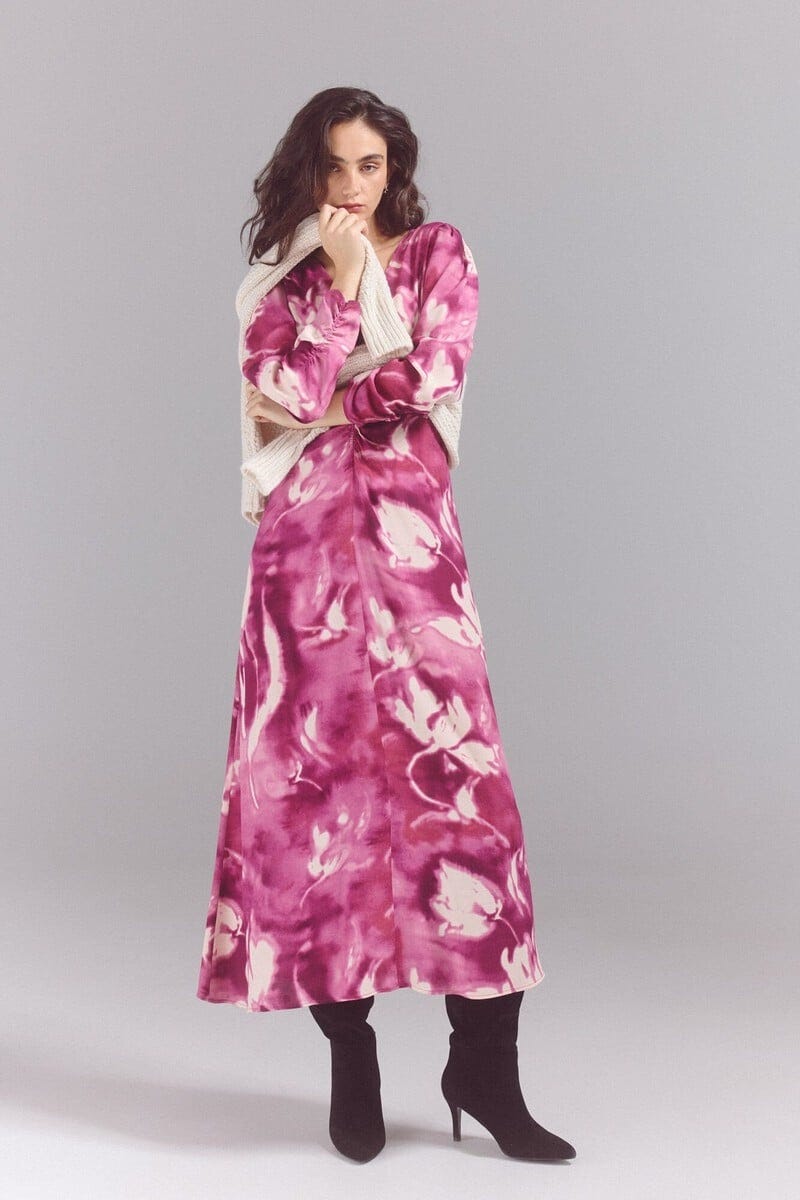 vestido estampado de slowlove con descuento en cortefiel