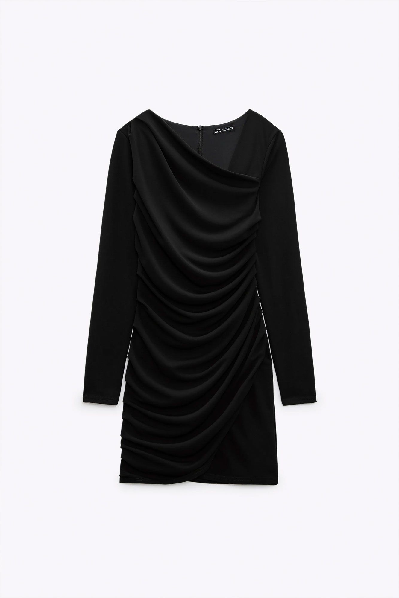 Vestido negro zara manga larga hot sale