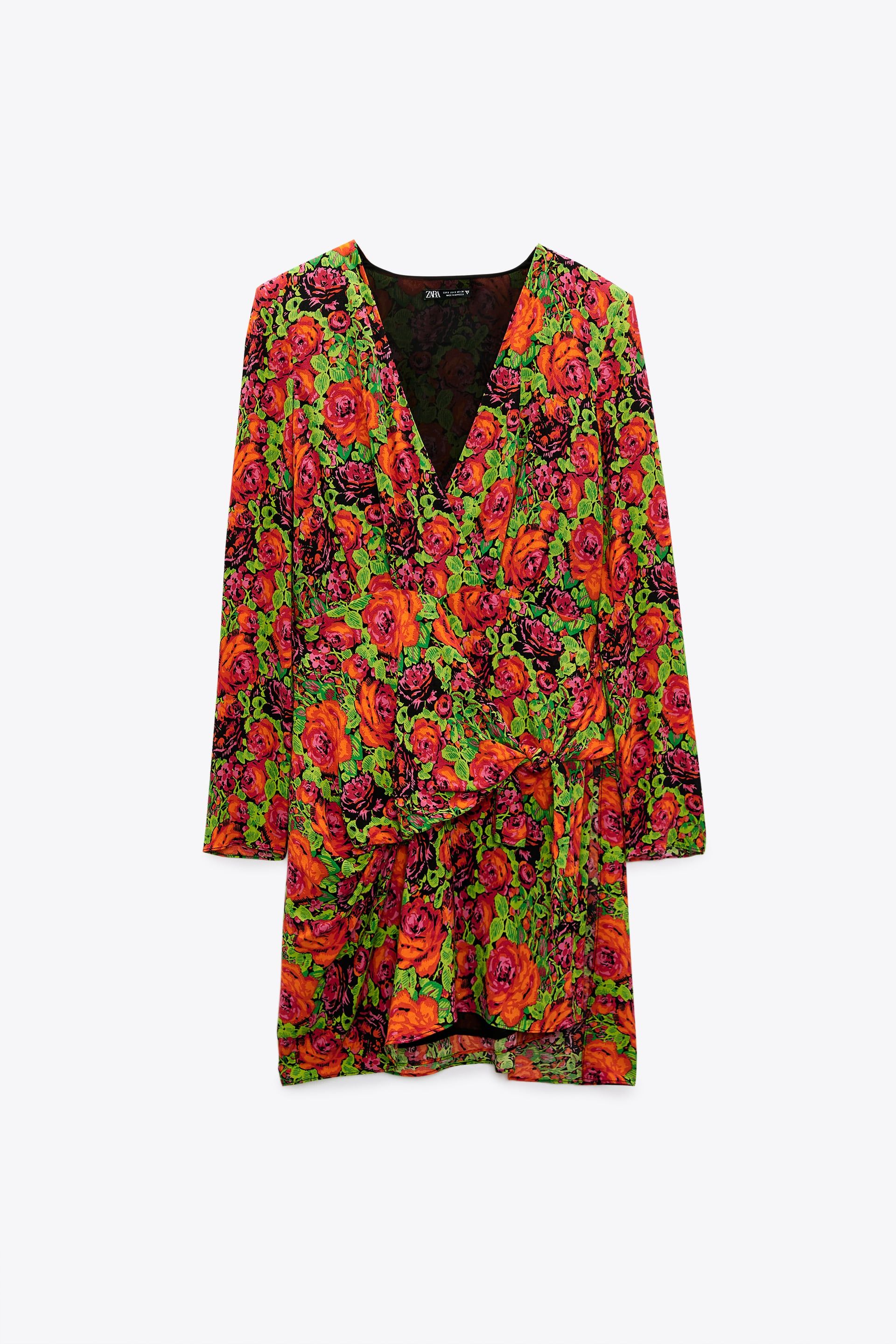 Vestido drapeado flores online zara