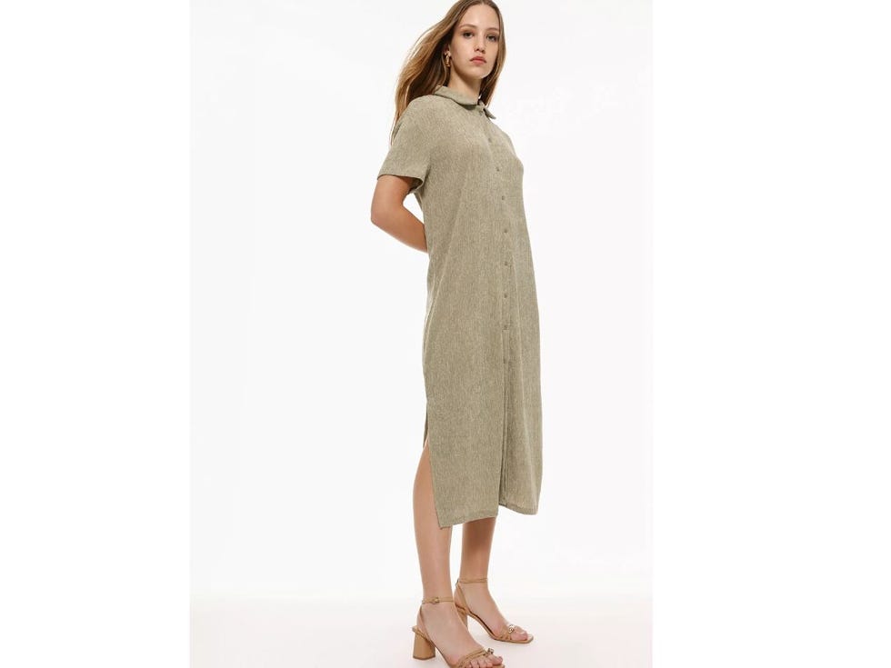 vestido camisero caqui