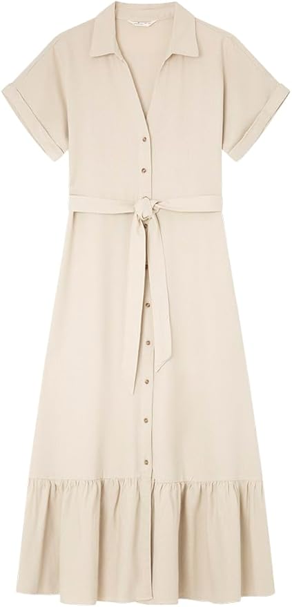 vestido camisero beige
