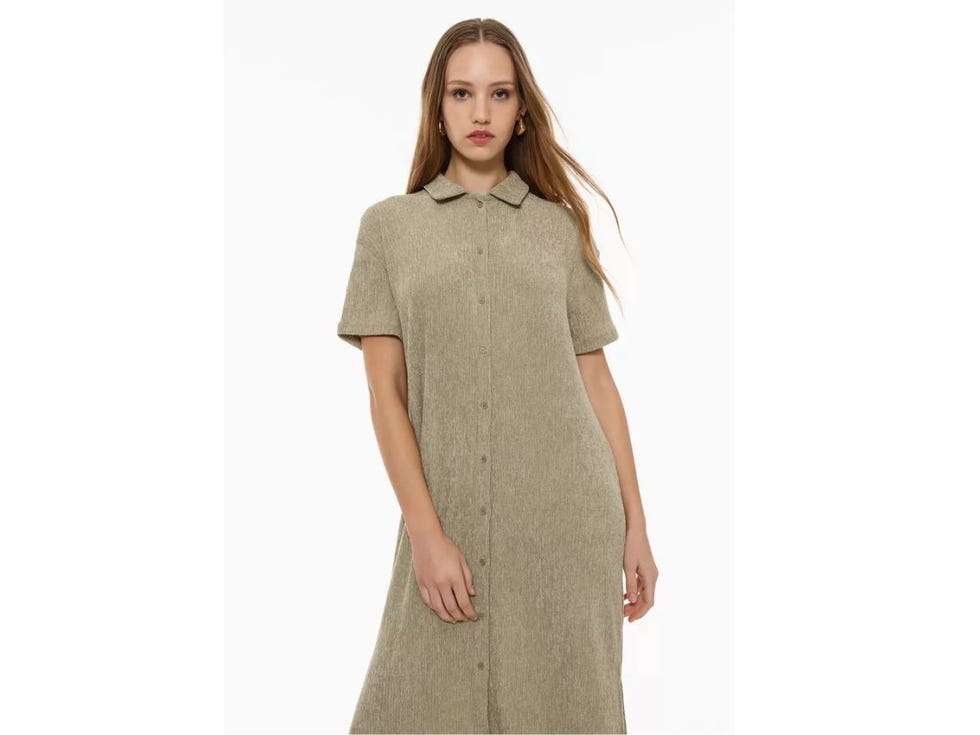 vestido camisero color caqui