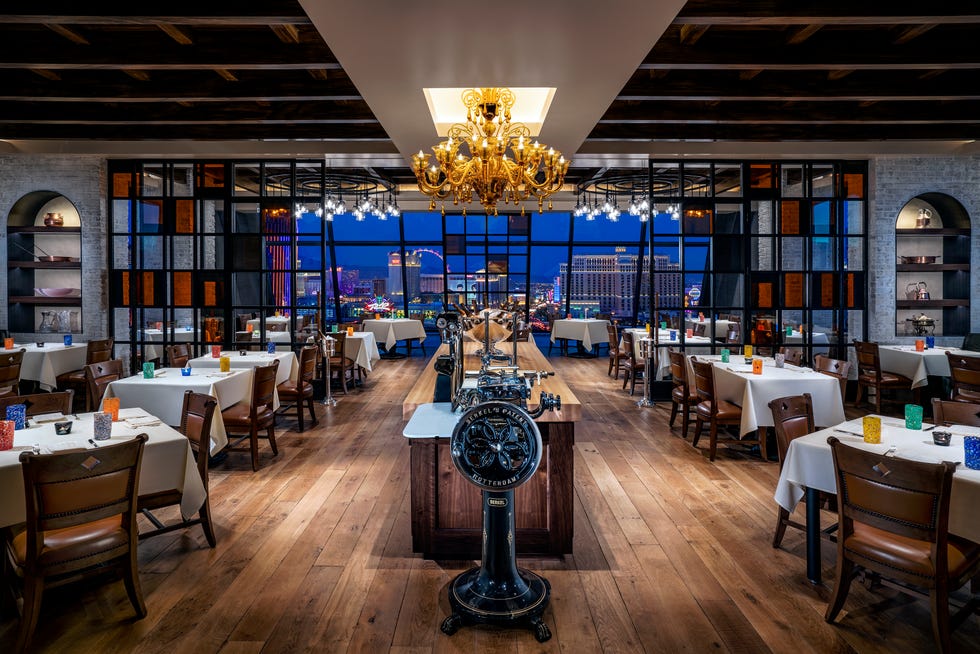 Restaurant, Building, Interior design, Architecture, Room, Lighting, Furniture, Table, Organization, Hotel, 