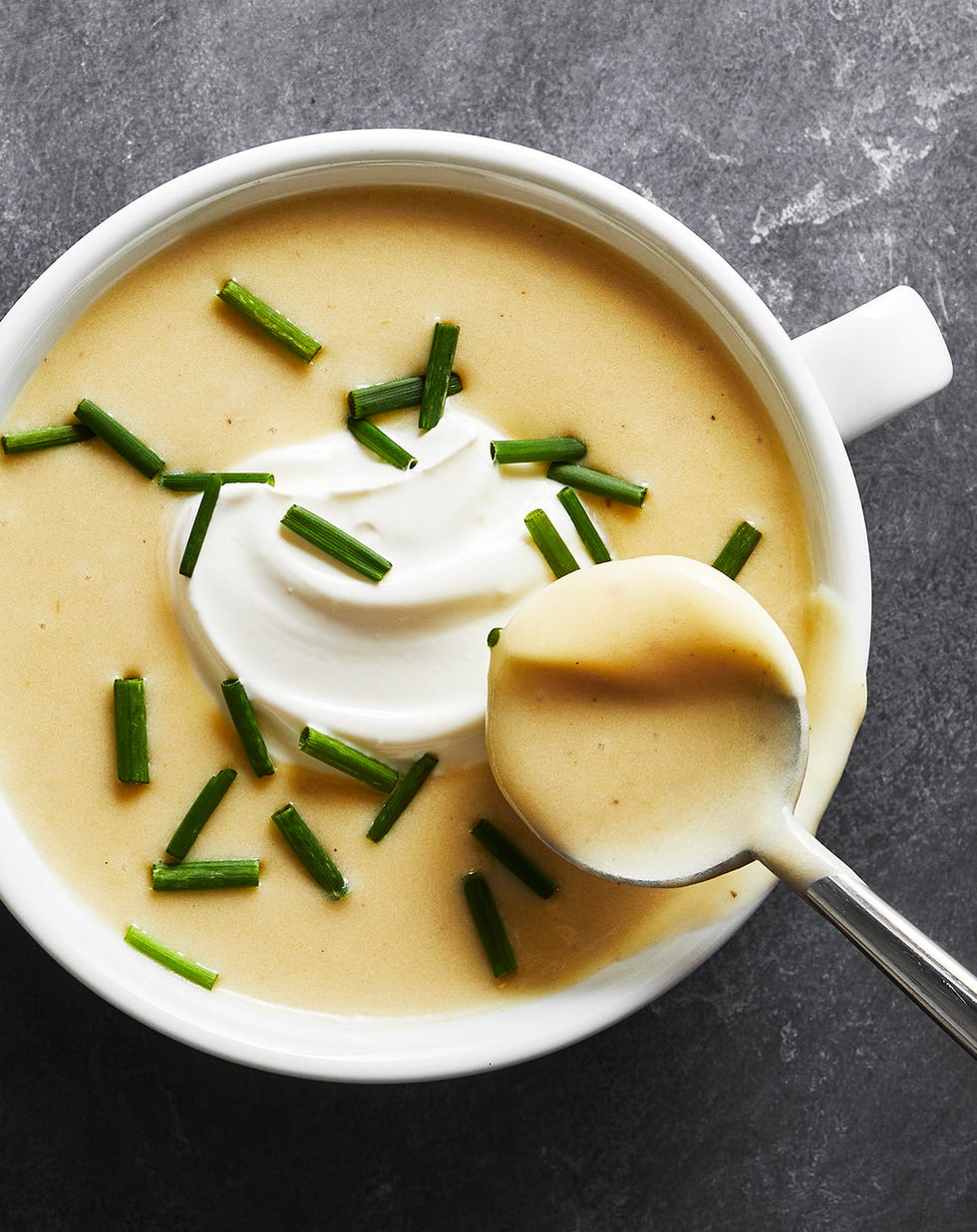vichyssoise with sour cream and chives