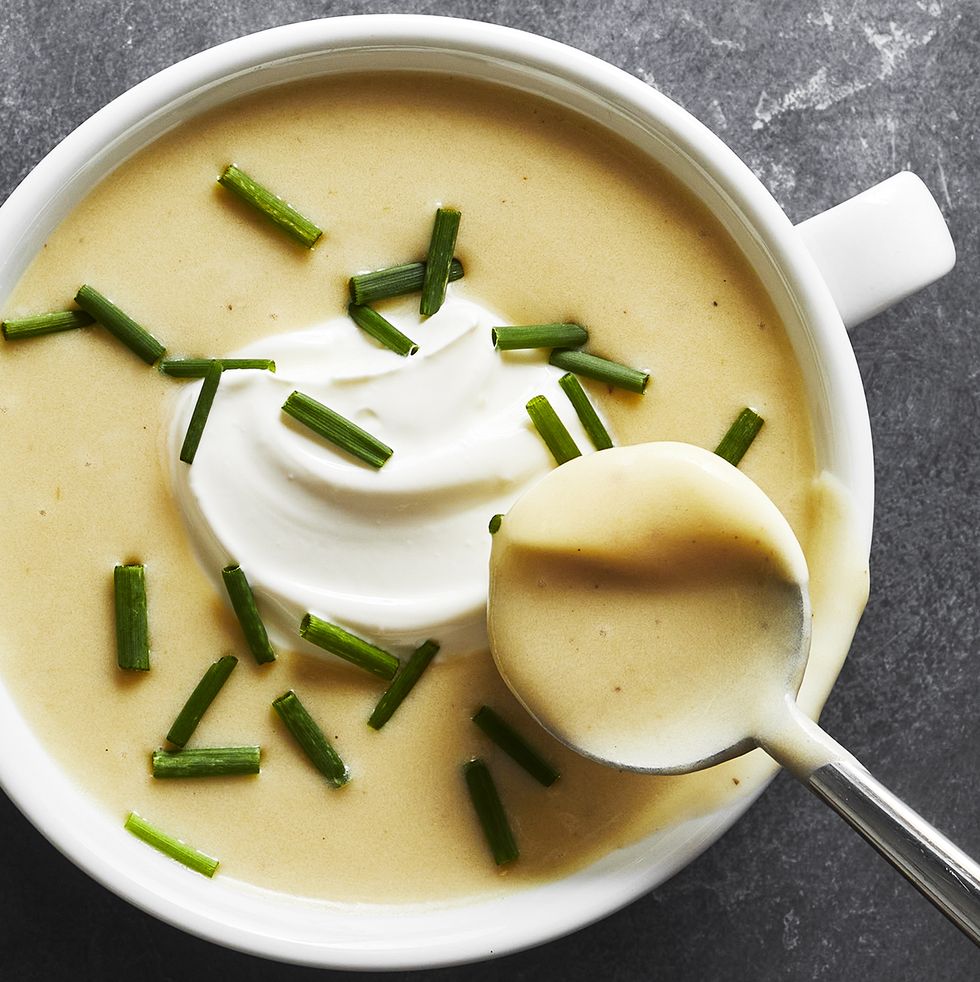 vichyssoise with sour cream and chives