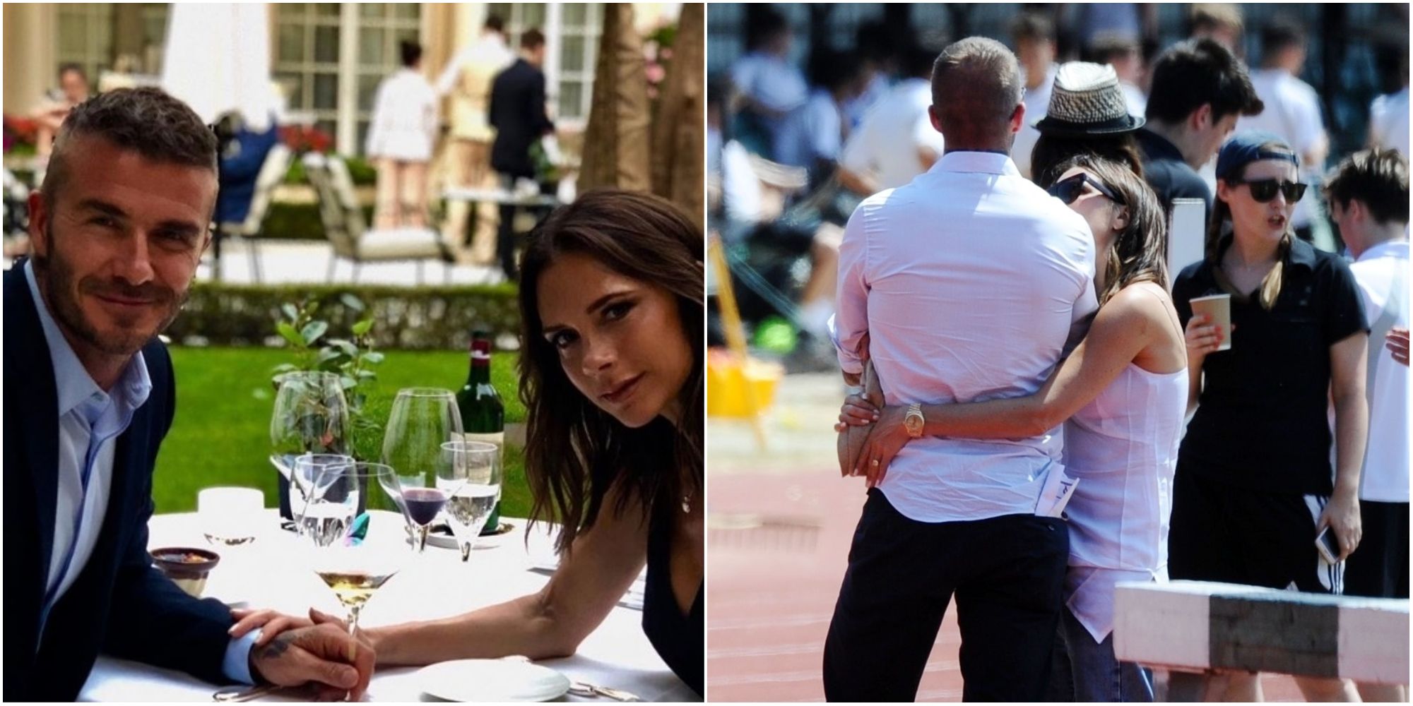 Victoria Beckham holds hands with David as family celebrate her