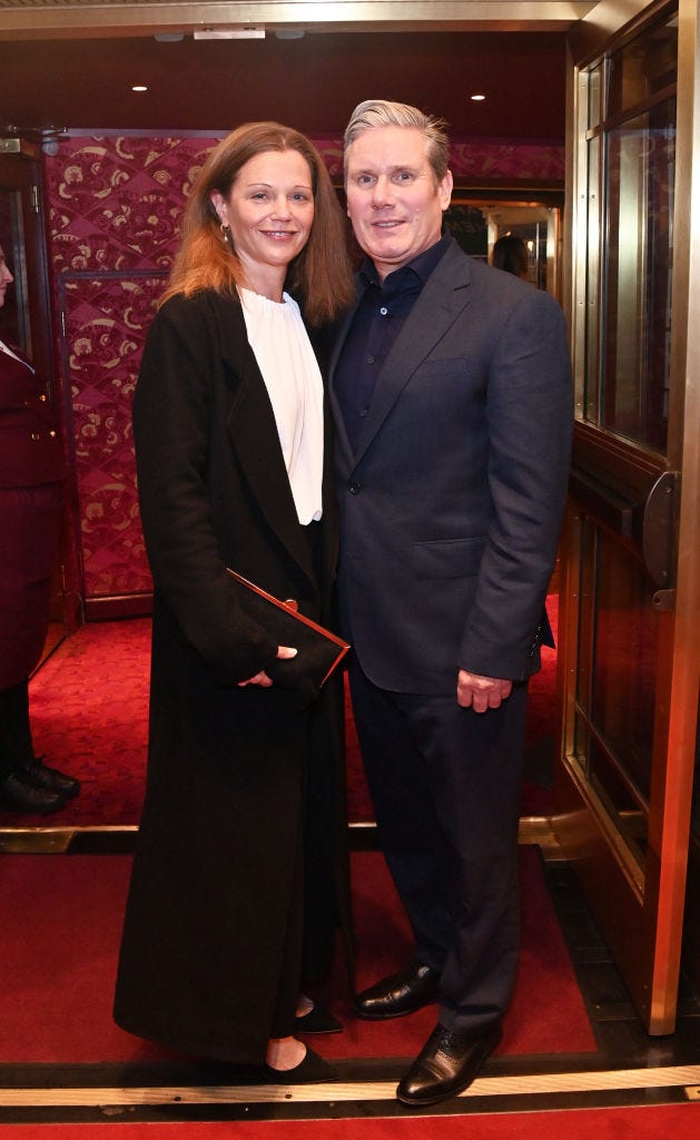 london, england october 19 victoria starmer l and keir starmer attend the press night performance of dear england at the prince edward theatre on october 19, 2023 in london, england photo by alan chapmandave benettgetty images