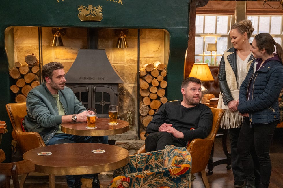 victoria sugden, john sugden, aaron dingle, tracy robinson, emmerdale