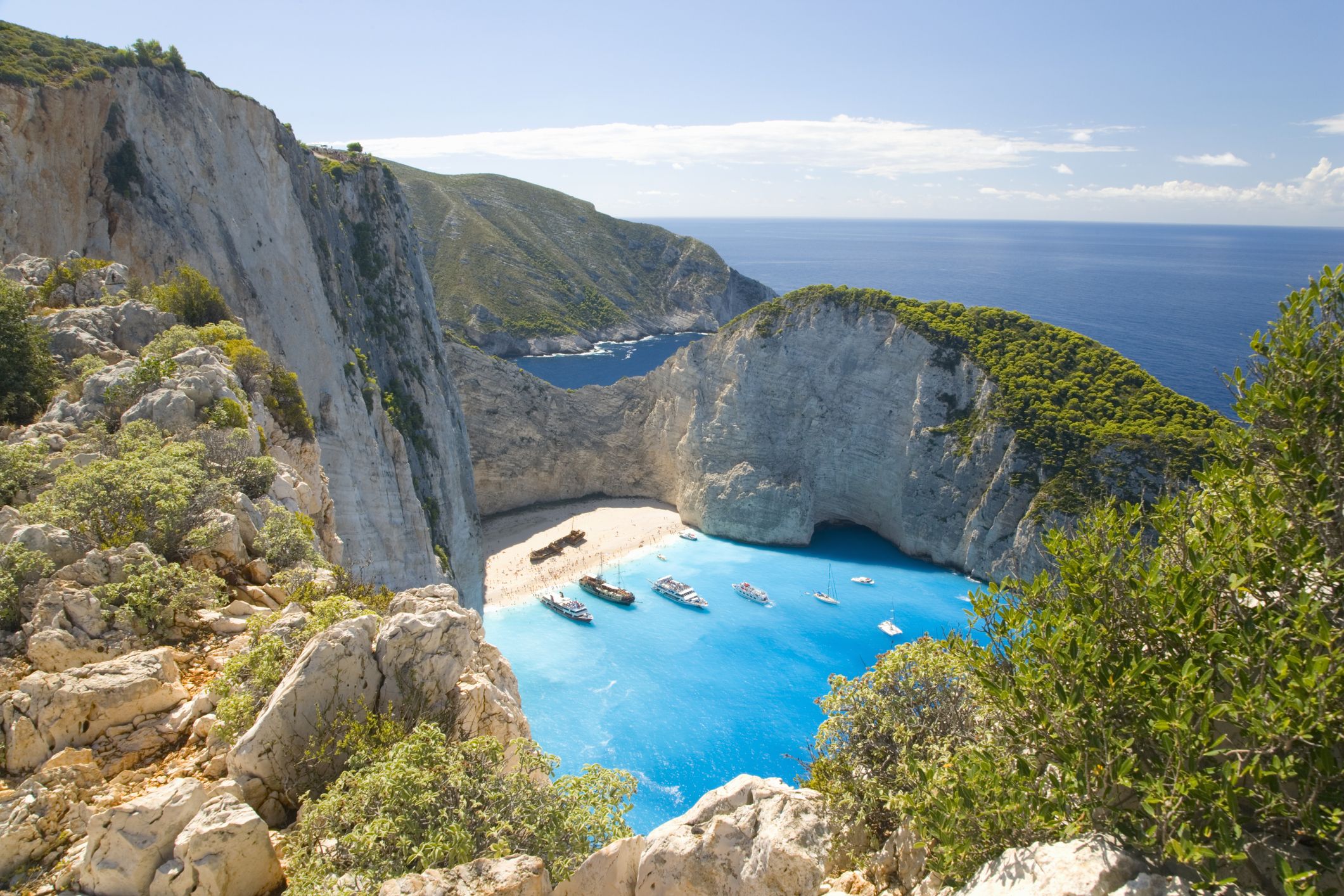 View From Clifftop Navagio Bay Zakynthos Greece Royalty Free Image 1655672211 
