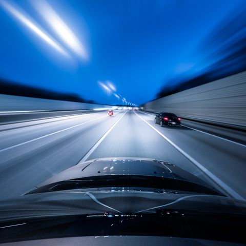 view from the top of a car driving down a motorway at speed