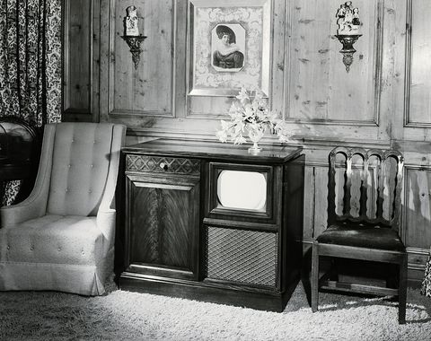 dumont console tv in living room