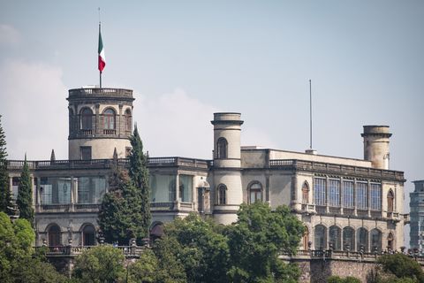 view of chapultepec castle against sky in mexico city during sunny day, mexico