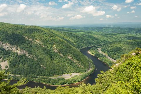 view of hills and river, tammany mountain, new jersey, usa