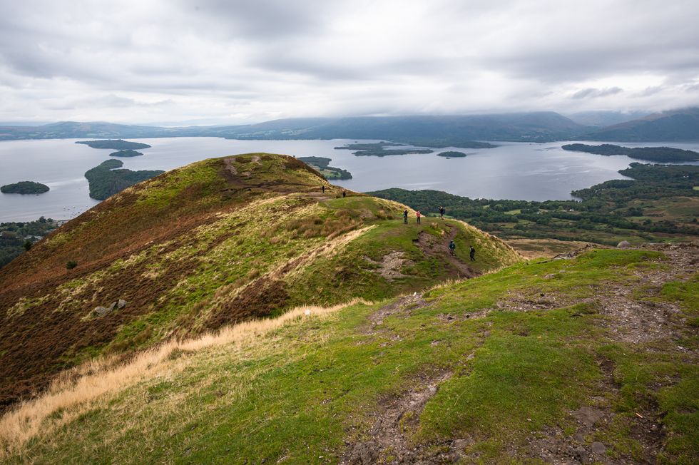 view of loch lomond from conic hill along the west highland way, scotland