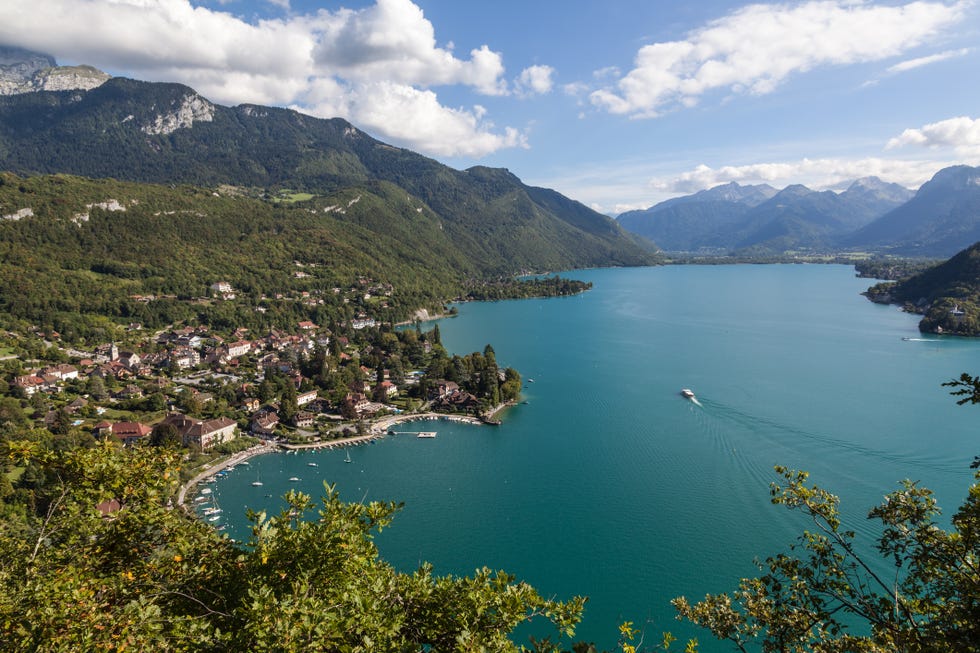 view of mountain lake, talloires, france