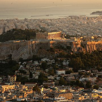 a view of the acropolis hill and the parthenon viewed from lycabettus hill
