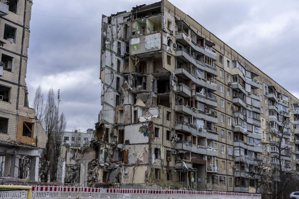 bombed building in dnipro