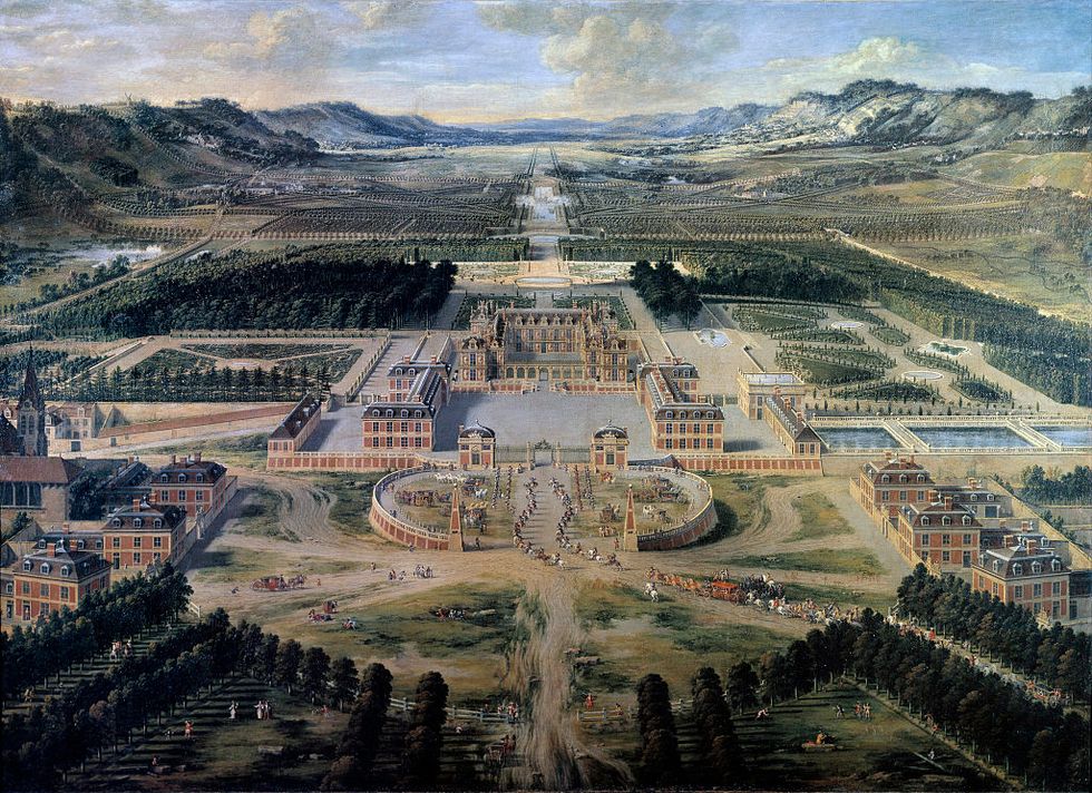 view of the castle and gardens of versailles, 1668 by pierre patel 