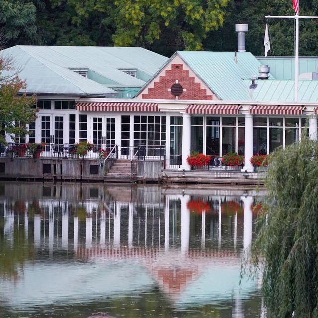 a view of the central park's historic loeb boathouse