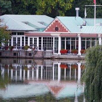 a view of the central park's historic loeb boathouse