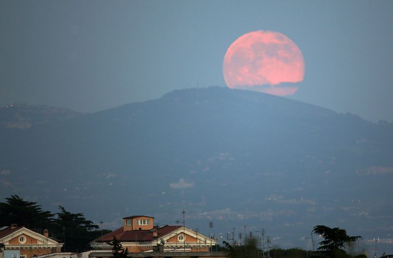 Pink Moon Over Rome