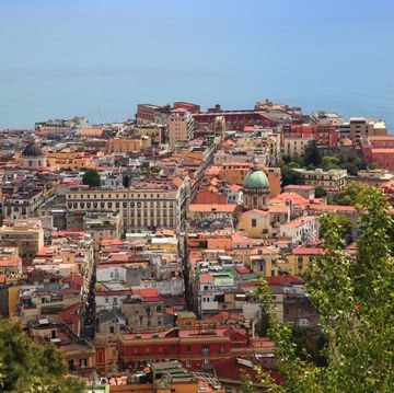 view of the old town, city center, from vomero hill, naples, campania, italy