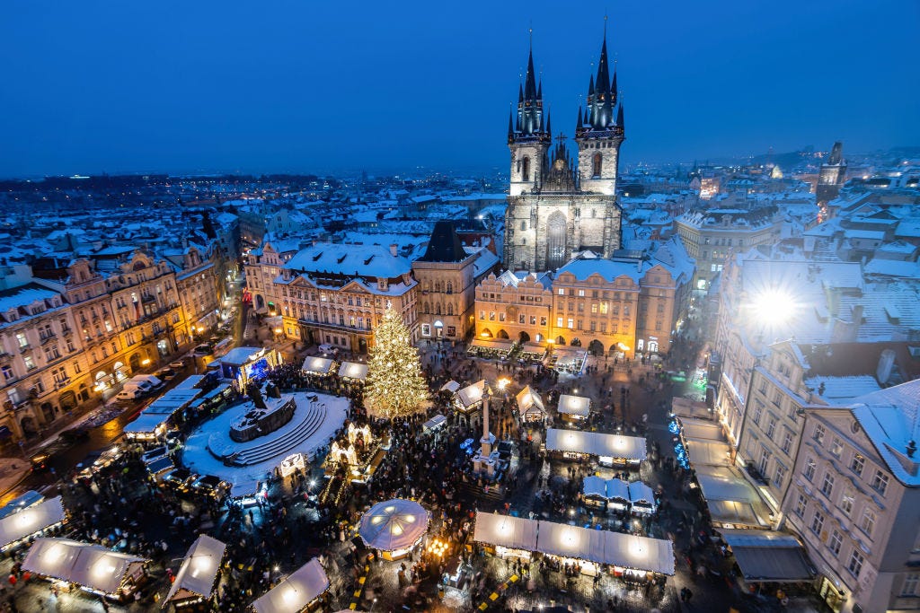 view of the people at the traditional christmas market at