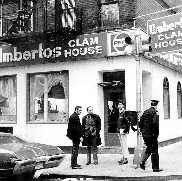 View of Umbertos Clam House at 129 Mulberry Street, where Jo