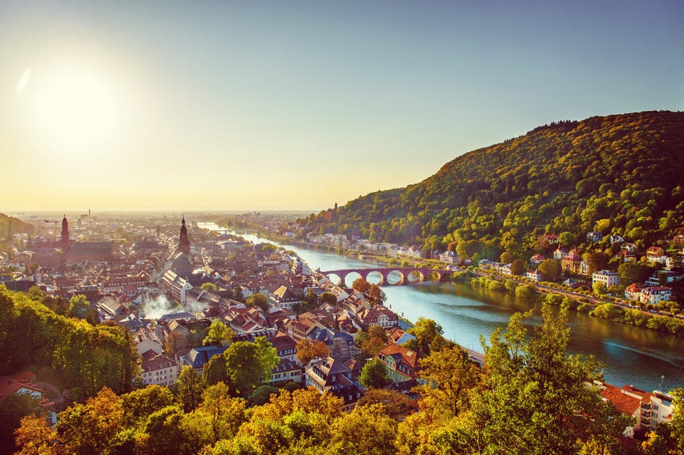 view over heidelberg with river neckar