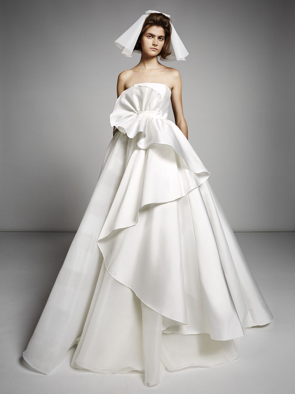 Gown, Wedding dress, Fashion model, Clothing, Dress, Bridal clothing, Bridal party dress, Bridal accessory, Shoulder, A-line, 