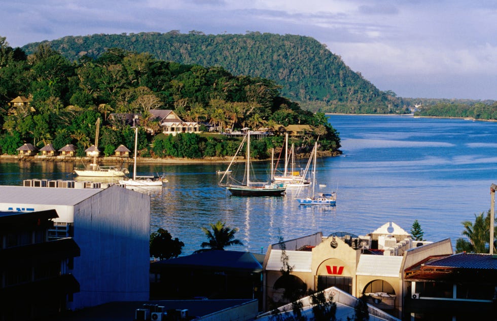 villa bay and iririki island from world war i memorial lookout