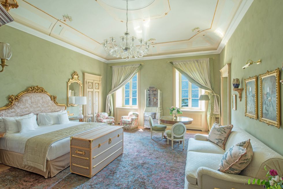 a suite in the villa at passalacqua on lake como, italy