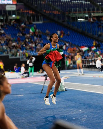 a person running on a track