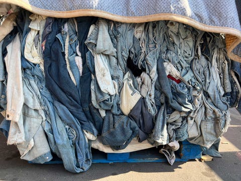 pile of used denim