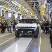 the first 2022 gmc hummer ev pickup edition 1 exits factory zero in detroit and hamtramck, michigan vin 001 was auctioned in march 2021 at the barrett jackson scottsdale auction for $25 million to benefit the tunnel to towers foundation photo by jeffrey sauger for general motors
