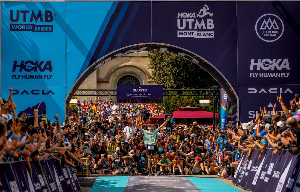 vincent bouillard celebrates his sensational win at the 2024 utmb in chamonix