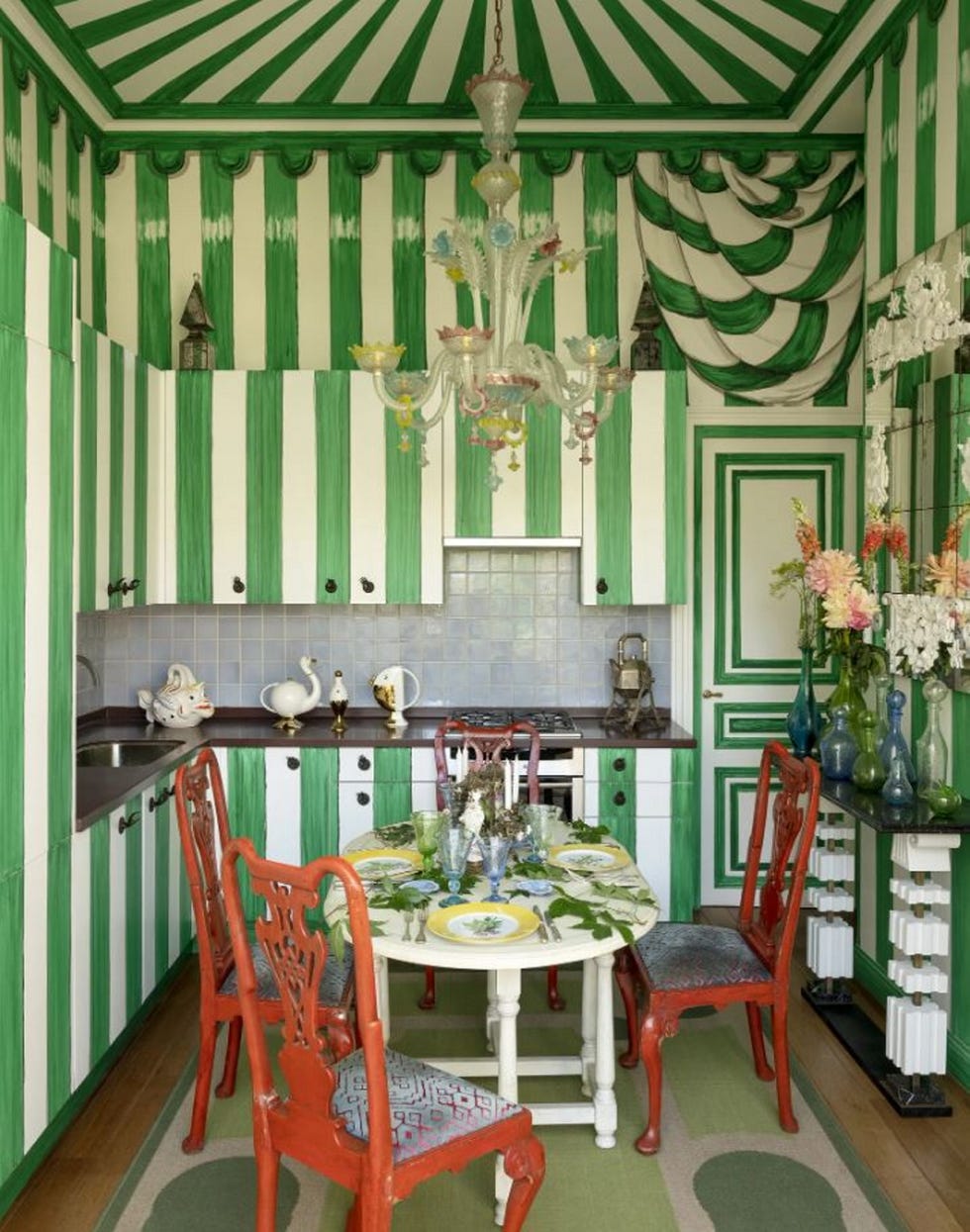 cocina de color verde