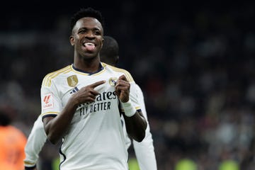 vinicius junior of real madrid celebrates a goal during the