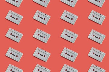 vintage background with white cassette tapes