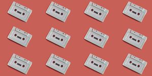 vintage background with white cassette tapes