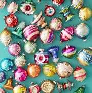 colorful vintage shiny brite christmas ornaments in a group