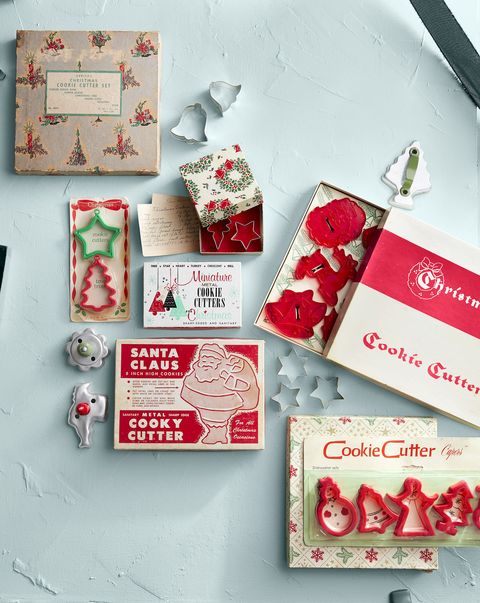 vintage christmas cookie cutters in their original festive packaging