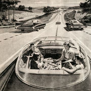 vintage illustratie van zelfrijdende auto's